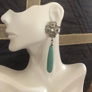 Etruscan Cross Earrings - Turquoise Cultured Sea Glass